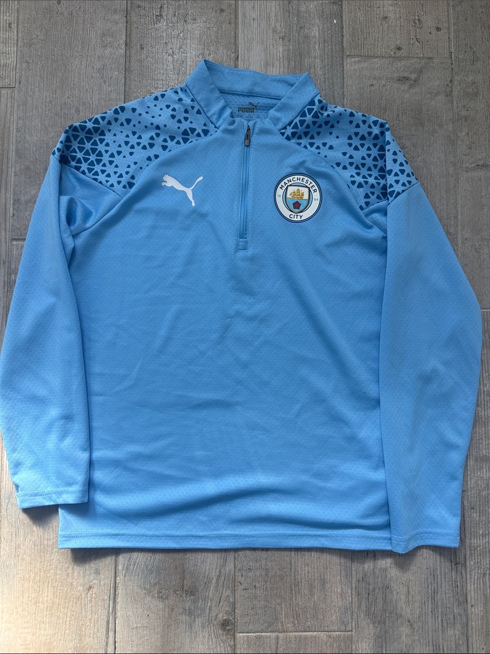 Puma Light Blue Manchester City Quarter-Zip Training Top